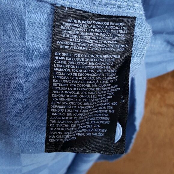 THE NORTH FACE Shirt Mens Medium Blue Button Up Cotton Hemp LOGHILL JACQUARD - Picture 7 of 10